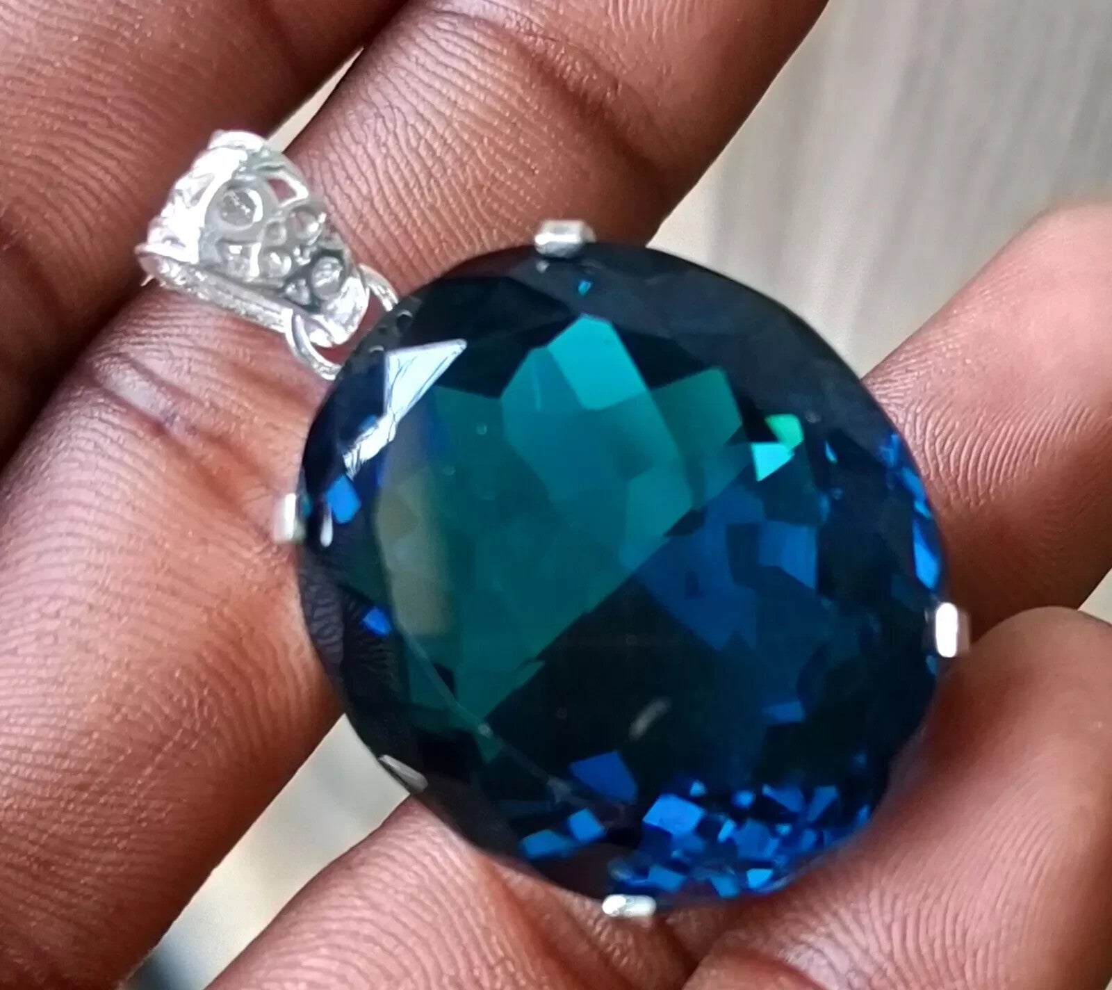 London Blue Topaz Pendant 925 Sterling Silver Pendant Gemstone Jewelry 132.00 Ct