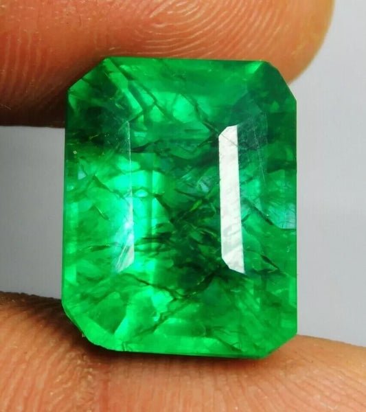 Natural Colombian Green Emerald 25 Ct Emerald Cut Loose Gemstone CERTIFIED