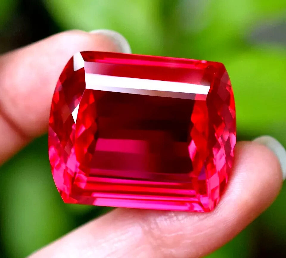 107.85 Ct Natural Red Ruby Mogok Fancy Cut Certified Unheated Loose Gemstone