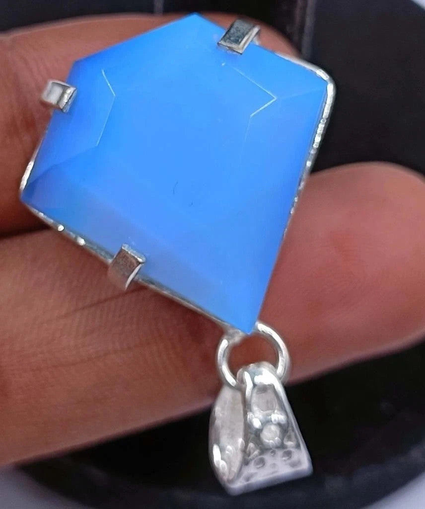 AA+ 57.30 Ct Natural Blue Opal Silver Jewelry Pendant Loose Fancy Cut Gemstone