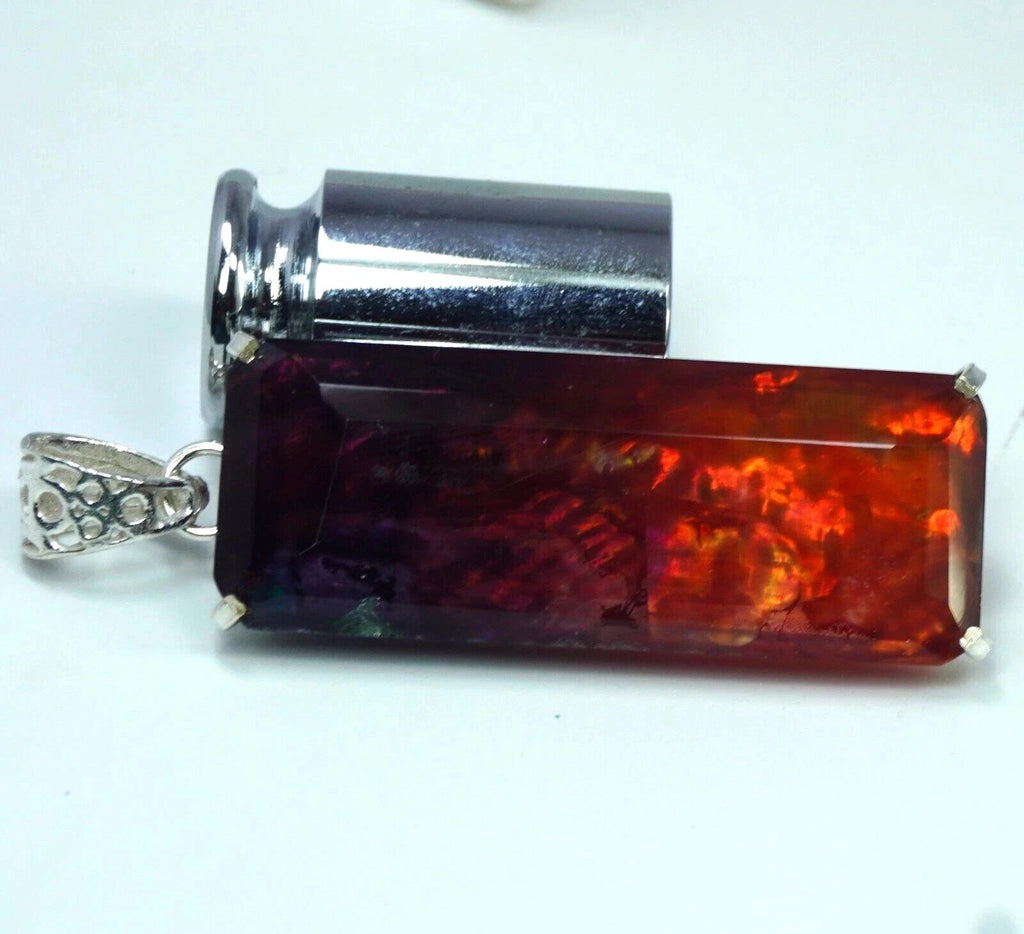 95 Ct Natural Ammolite Opal Doublet Pendant Multi-Color Rare Loose GEMSTONE