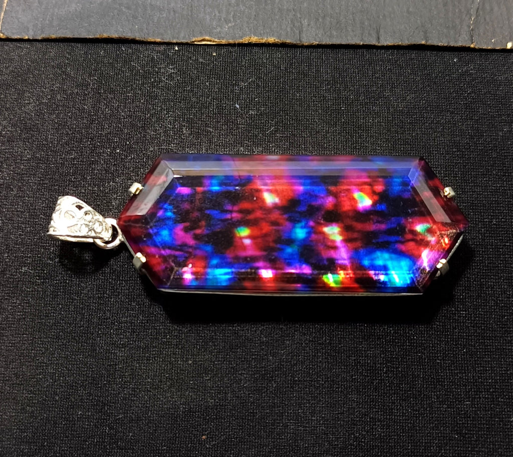 Certified Fancy Cut 110.75 Ct Natural Ammolite  Solid Silver Pendant Gemstone