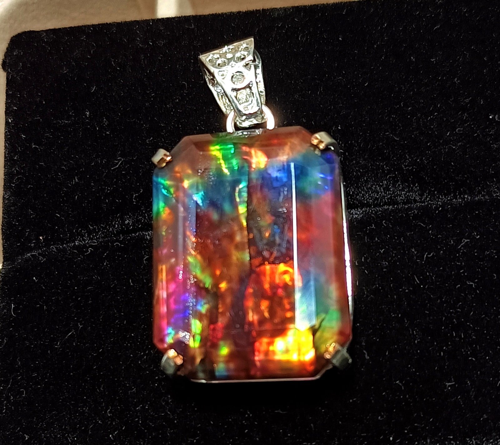 EGL Certified 54.70 Ct Natural Ammolite 925 Solid Silver Pendant Loose Gemstone