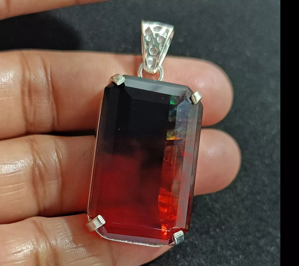 Certified 65.90 Ct Natural Ammolite 925 Solid Silver Pendant Loose Gemstone