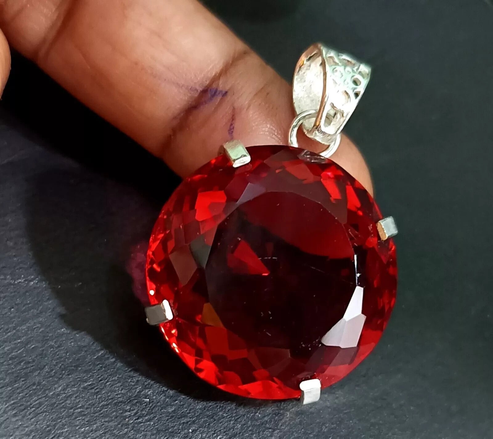 Certified Natural 77.05 Ct Brazilian Red Round Topaz Pendant Loose Gemstone