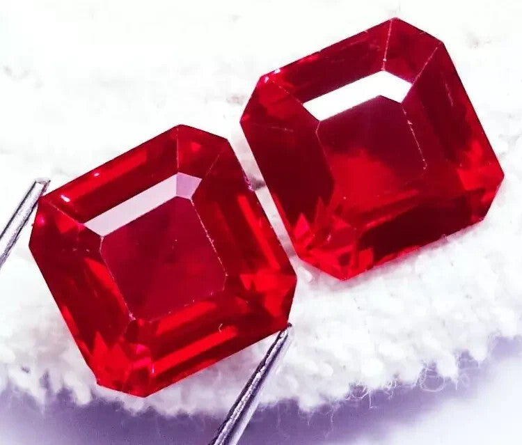 Stunning Pair Ruby 18 Ct Natural Red Square Cut CERTIFIED Loose Gemstone H10