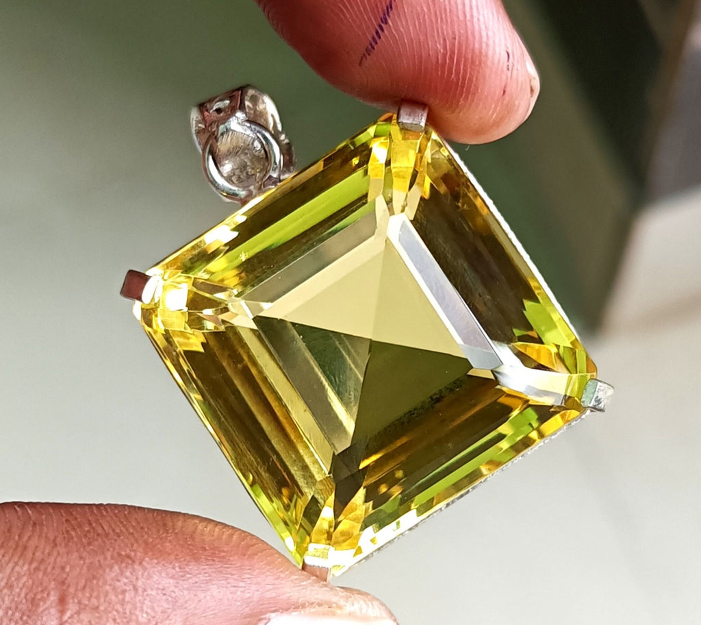 94.95 Ct Certified Flewless Topaz 925 Solid Silver Asscher Pendant LooseGemstone