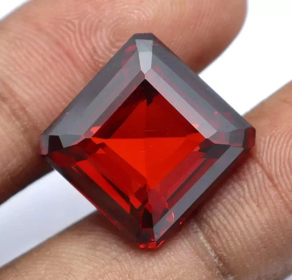 52 Ct Natural Cambodian Red Zircon Asscher Cut Loose Certified Gemstone