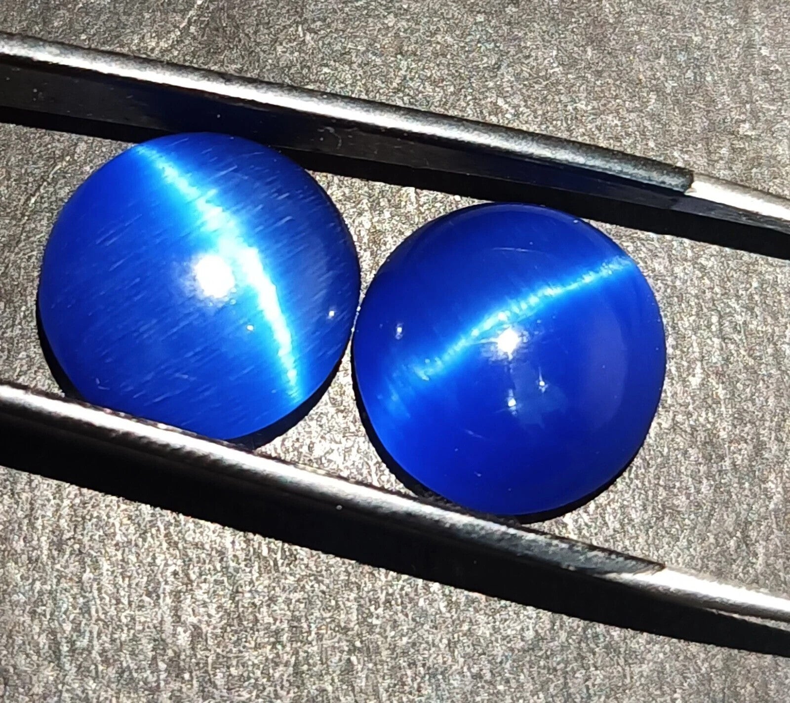 22.90 Ct NATURAL Loose BRAZILIAN BLUE Cat Eye Cabochon Certified GEMSTONE Pair2