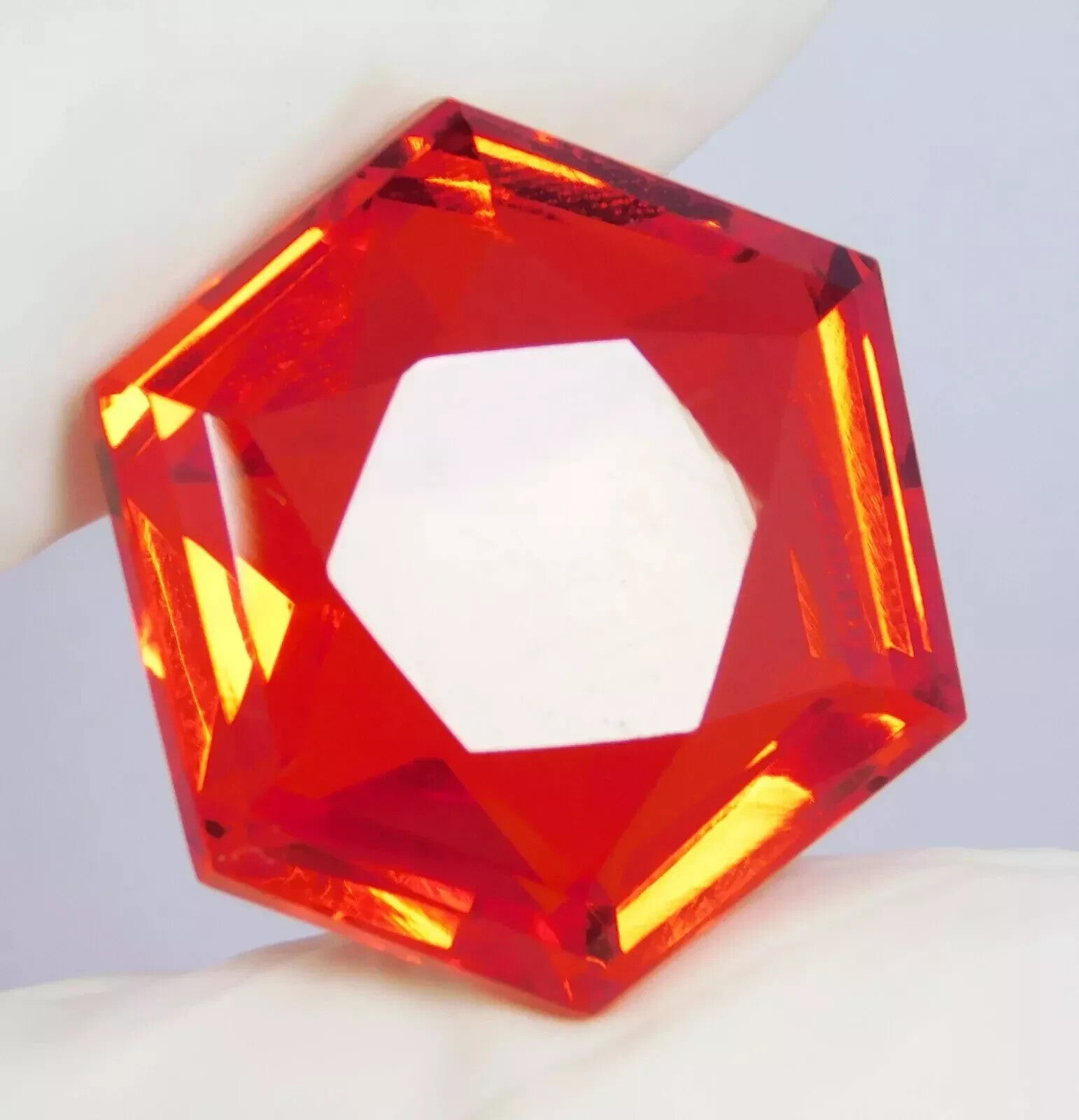 Certified Natural 75.80 Ct Mexican Fire Opal Orange Hexagon Cut Gemstone
