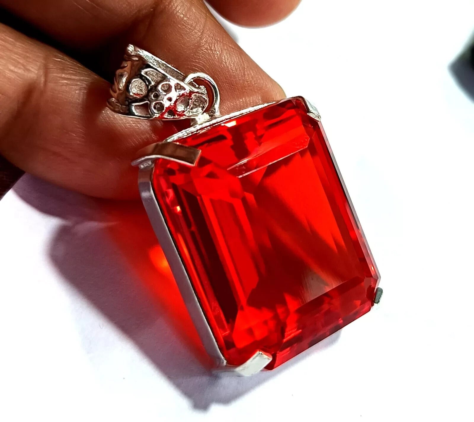 87.15 Ct Certified Natural Topaz 925 Solid Silver Emerald Pendant Loose Gemstone