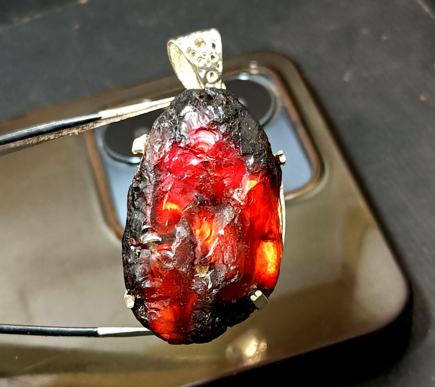 Natural Handmade 55.35 Ct Amber Rough Sterling Solid Silver Pendant Gemstone