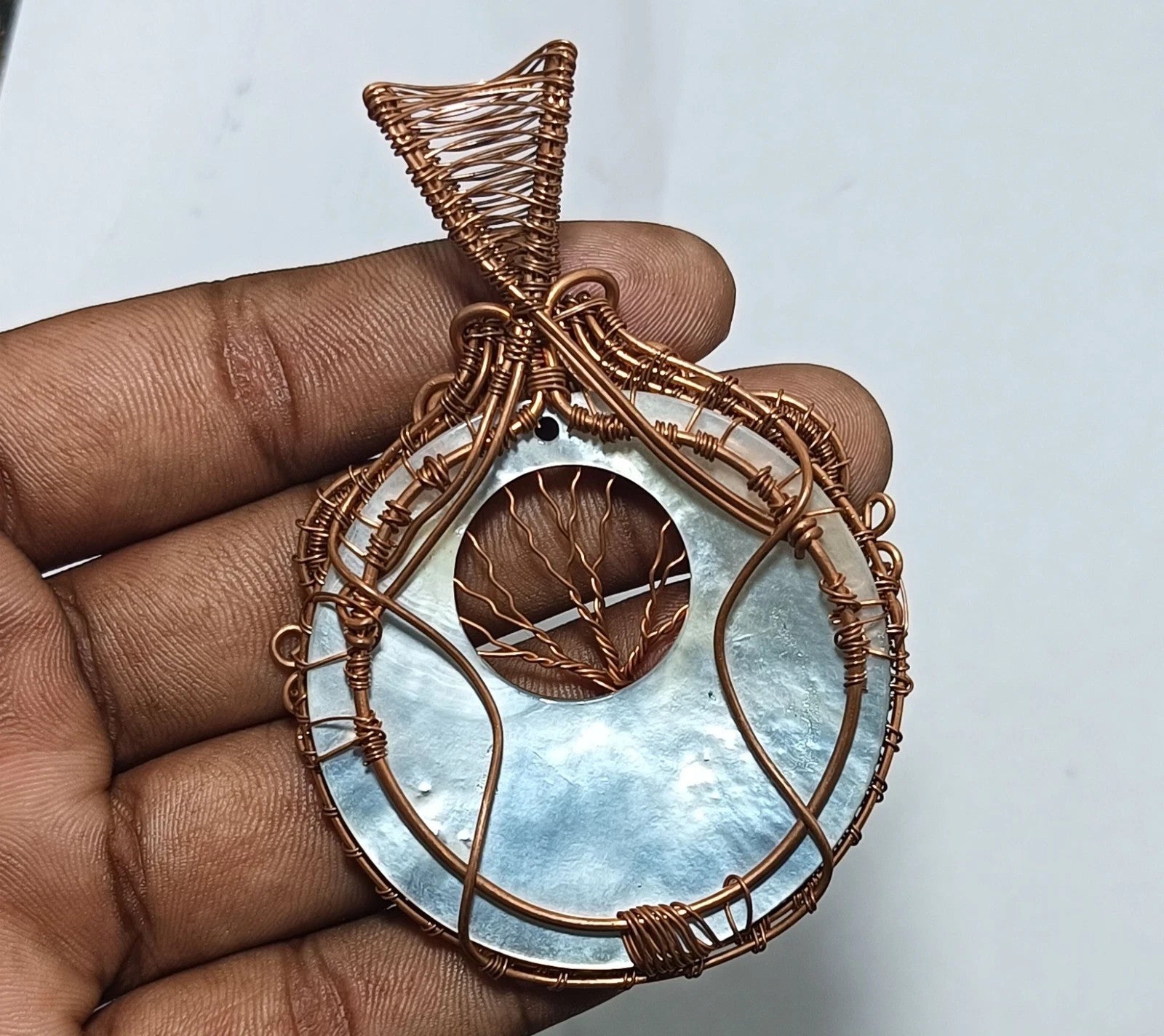 Gift For Her Copper Labradorite Jewelry Wire Wrapped Tree Life Pendant 127.60 Ct