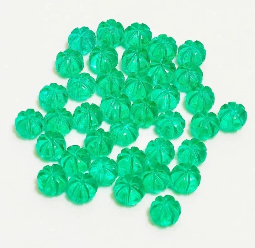 8 mm Natural Colombian Green Emerald Pumpkin Cut Certified Gemstones Lot 14 Pcs