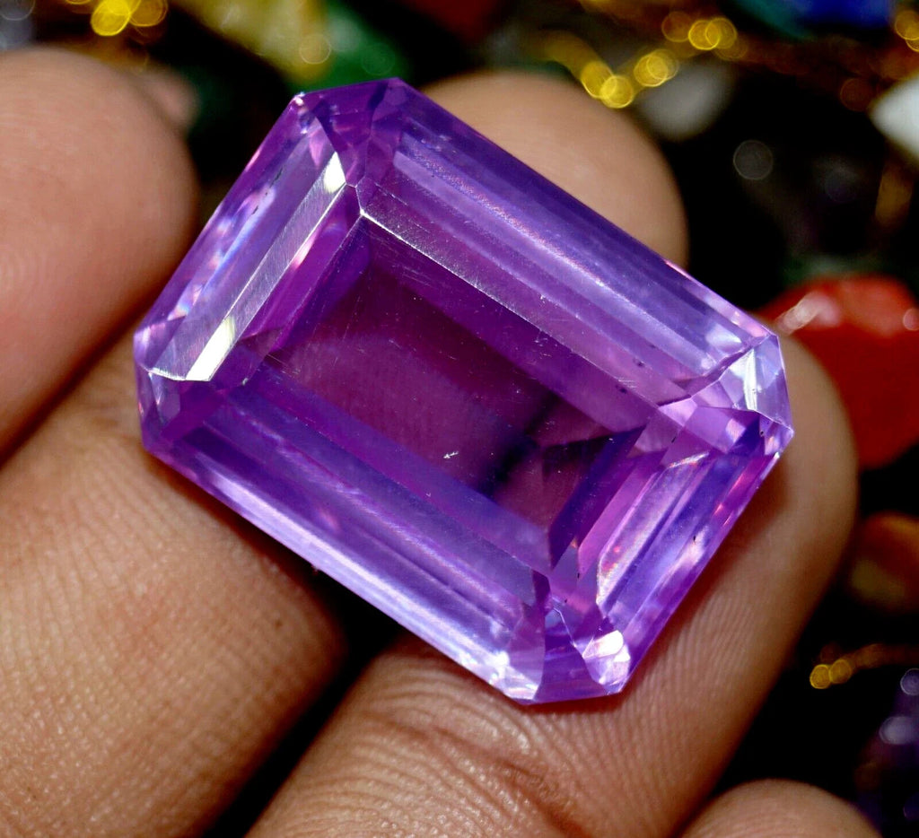 80 Ct+ EGL Certified Natural Purple Zircon Cambodian Emerald Loose Gemstone
