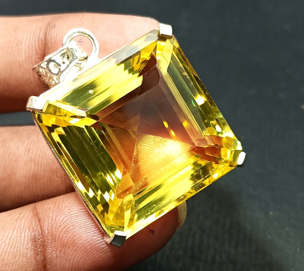 94.95 Ct Certified Flewless Topaz 925 Solid Silver Asscher Pendant LooseGemstone