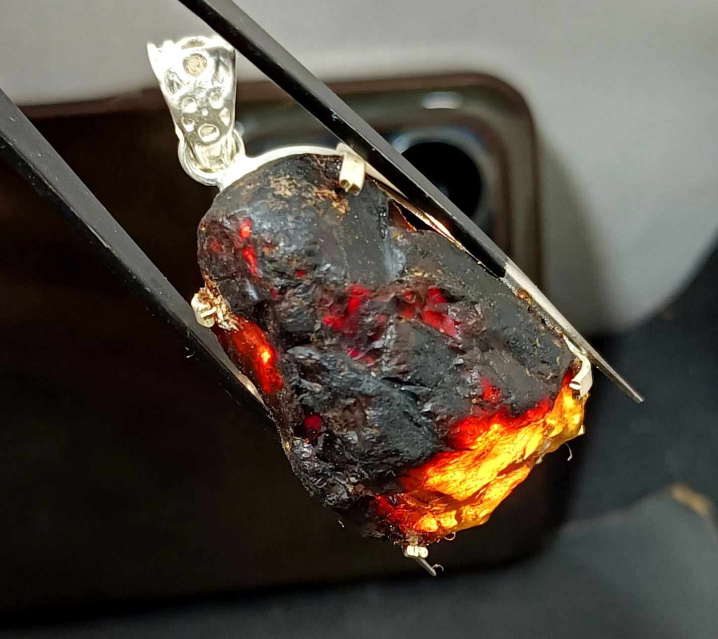 Natural Handmade 46.85 Ct Amber Rough Sterling Solid Silver Pendant Gemstone