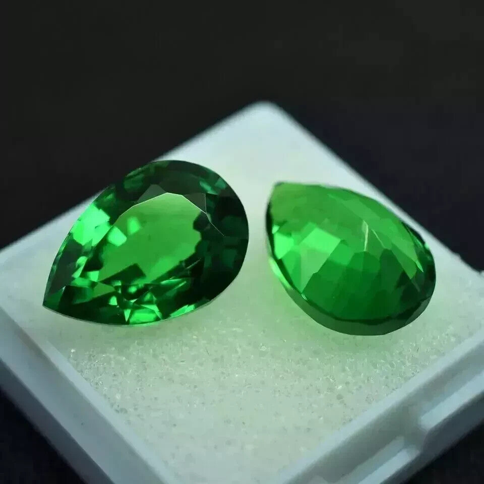 Natural Green Emerald Pear Cut 18.50 Ct 2 Pcs EGL Certified Loose Gemstone A+