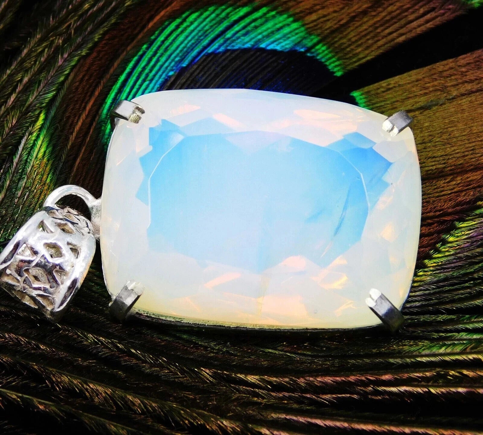 74 CT EGL Certified Natural Welo Opal 925 Solid Silver Pendant Loose Gemstone