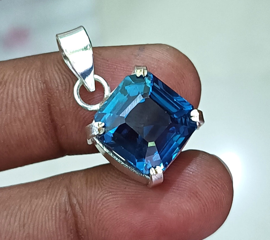Certified 30 ct Natural Paraiba Tourmaline 925 Silver Pendant Loose Gemstone
