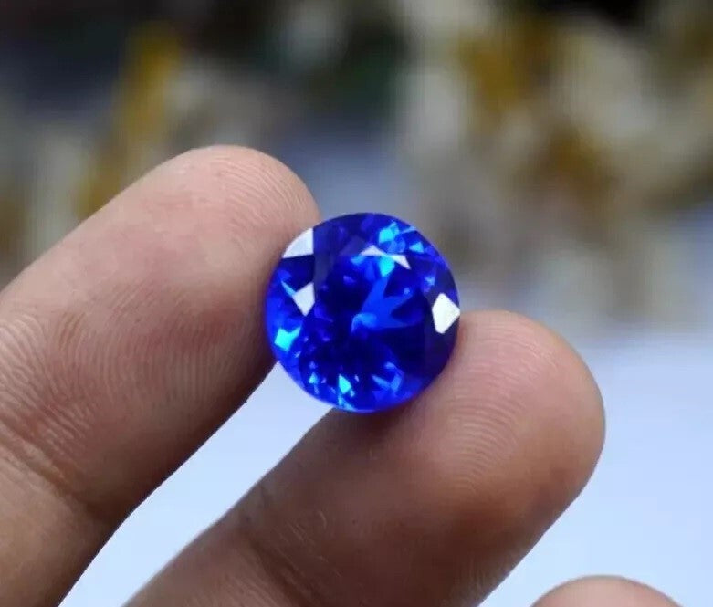10.5 Ct Natural Ceylon Blue Sapphire Round Cut CERTIFIED Loose GEMSTONE