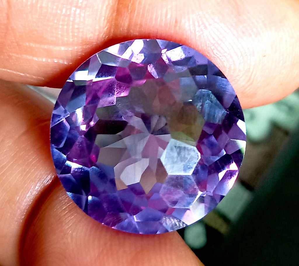 26 CT Certified Color Changing Natural Alexandrite Loose Gemstone Round Cut