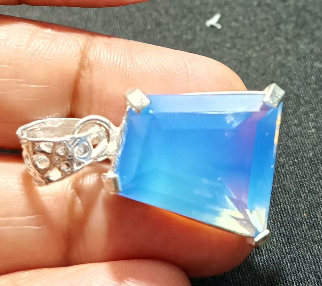 EGL Certified 37.70 Ct Natural Opal 925 Solid Silver Pendant Loose Gemstone