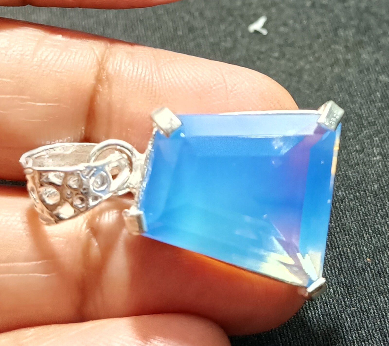 EGL Certified 37.70 Ct Natural Opal 925 Solid Silver Pendant Loose Gemstone