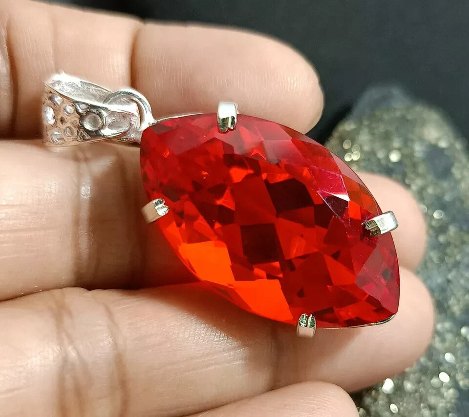 Certified Natural 65.00 Ct Brazilian Red Marquise Topaz Pendant For LOVE ONES