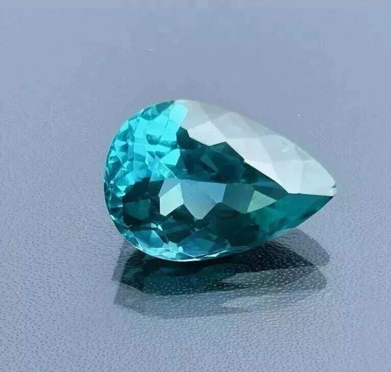9.80 Ct+ Certified Natural Blue Green Paraiba Tourmaline Pear Cut Loose Gemstone