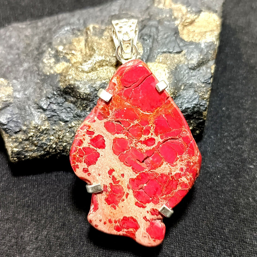A+ 85.90 Ct Natural RED Turquoise Slab 925 Solid Silver Pendant Loose Gemstone