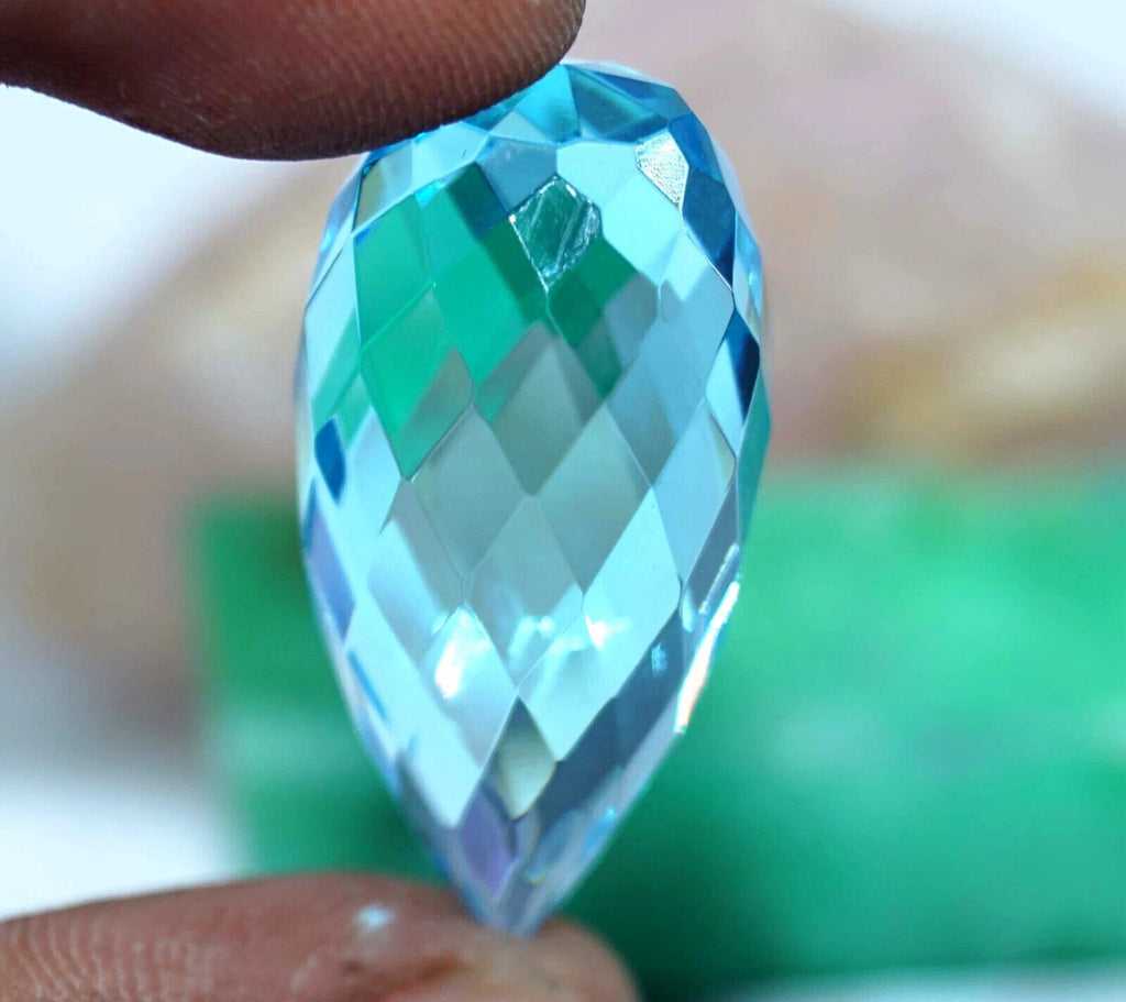 49.35 Ct Drop Cut Natural EGL Certified Brazilian Sky Blue Topaz Loose Gemstone