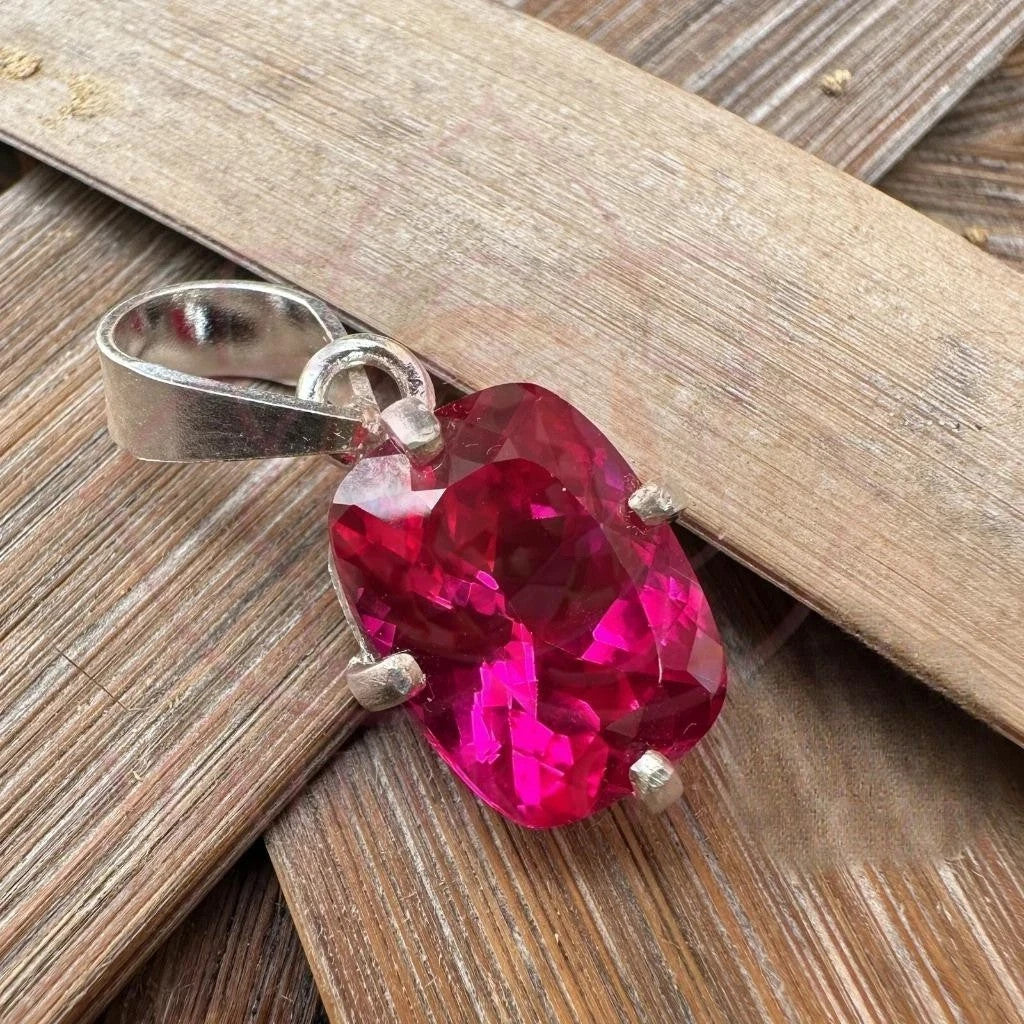 Certified 15.15 CT Natural Pink Ruby Loose Gemstone Pendant 925 Solid Silver