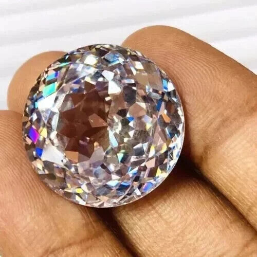 50 Ct+ Flawless Natural Combodian White Huge Zircon Round Cut Loose Gemstone