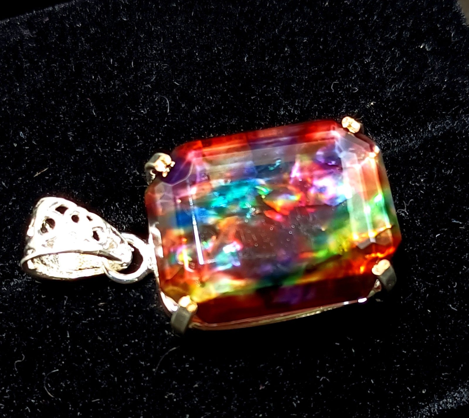 EGL Certified 46.75 Ct Natural Ammolite 925 Solid Silver Pendant Loose Gemstone