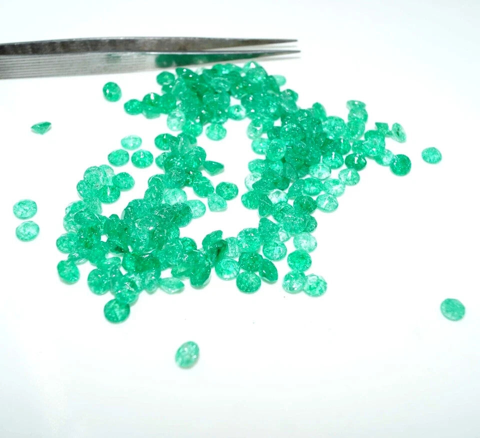 7mm 18 Pcs Natural Colombian Green Emerald Round Loose Certified Gemstones Lot