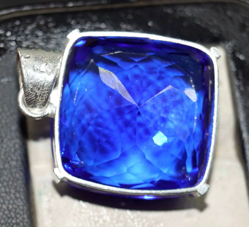 97.35 Ct Natural Topaz 925 Solid Silver Pendant Certified Cushion Loose Gemstone