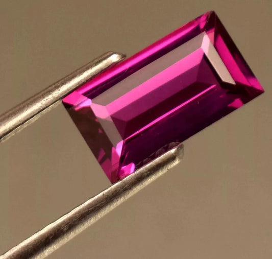 Natural Certified Purple Rhodolite Garnet 11.85 Ct Baguette Cut Loose Gemstone