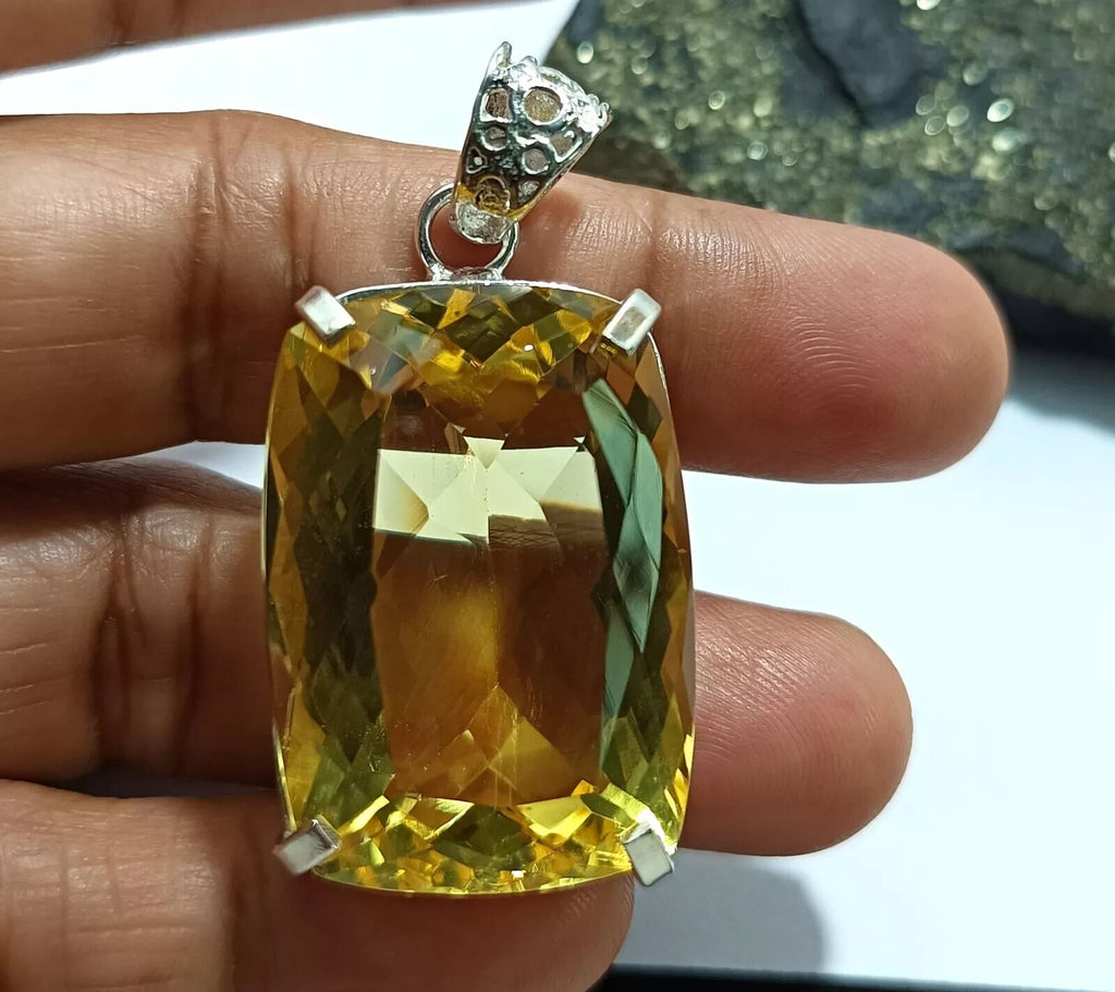 Certified Natural 86.25 Ct Brazilian Cushion Yellow Topaz Pendant Loose Gemstone