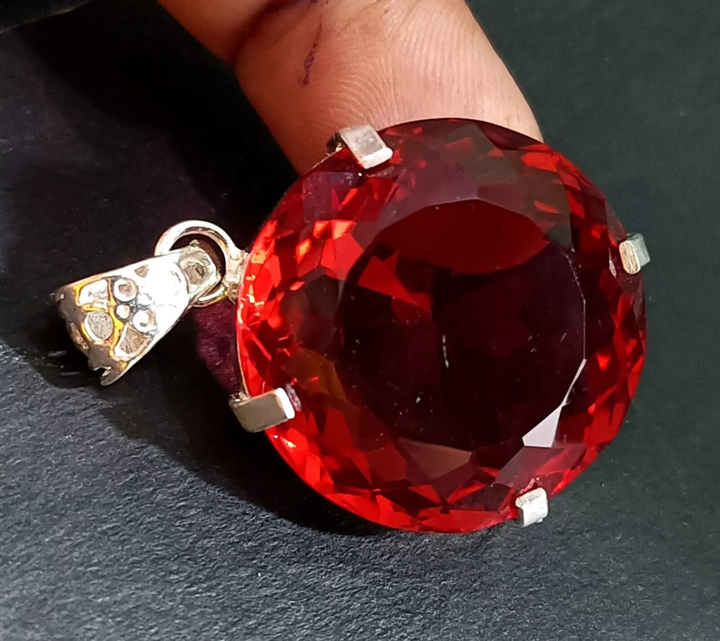 Certified Natural 77.05 Ct Brazilian Red Round Topaz Pendant Loose Gemstone