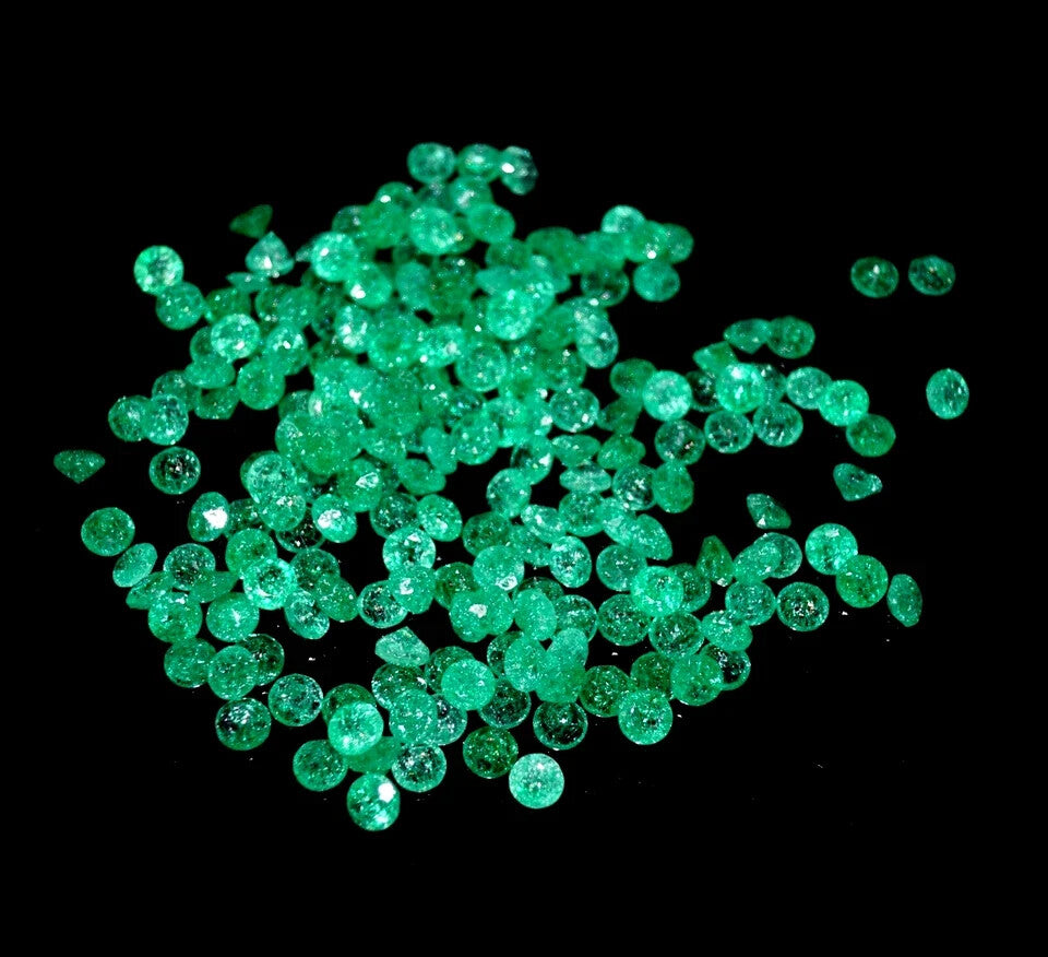 7mm 18 Pcs Natural Colombian Green Emerald Round Loose Certified Gemstones Lot
