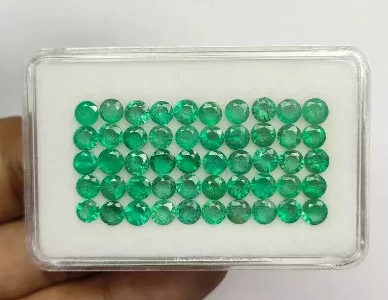 Natural Colombia Green Emerald 3 MM Round 15 Pcs Lot Certified Loose Gemstone
