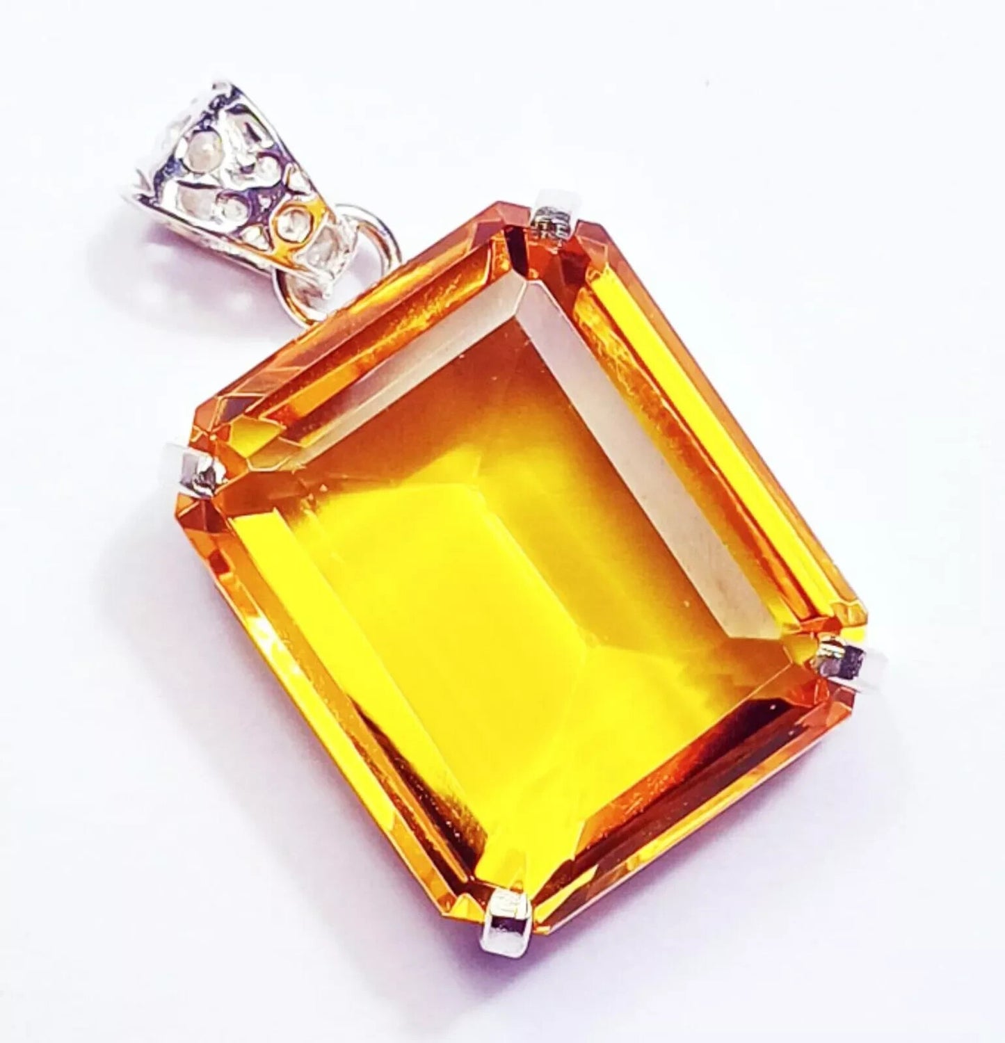 Orange Topaz GS Solid Silver Pendent Loose Gemstone 96.70 Ct Certified