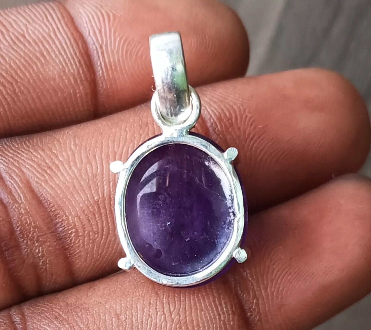 Oval Cabochon Natural Purple Amethyst 29.70 Ct Sterling Silver Flawless Pendant