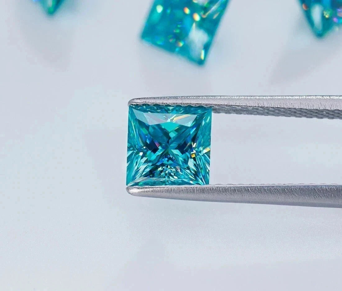 Blue Color Diamond 3 Ct Lab Grown Princess Cut VVS1 D Grade Certified Stone