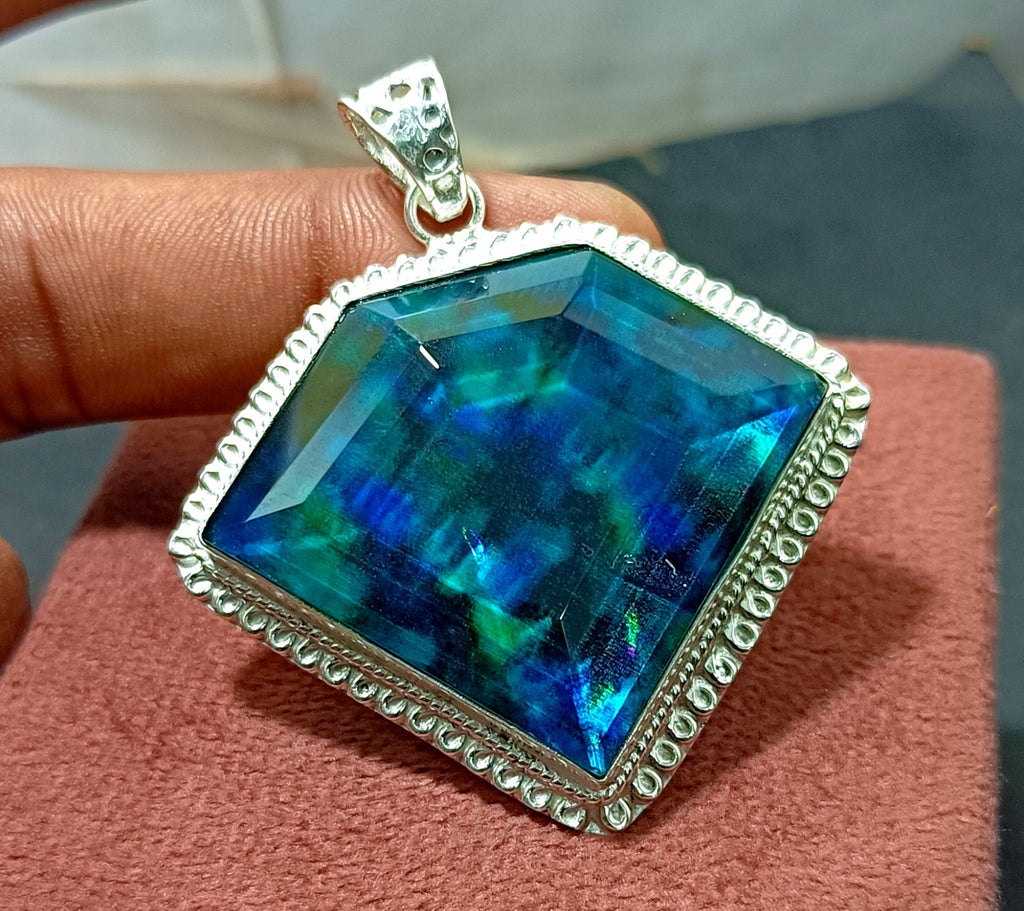 117.75 Ct Natural Ammolite 925 Solid Silver  PENDANT GIE Certified Gemstone