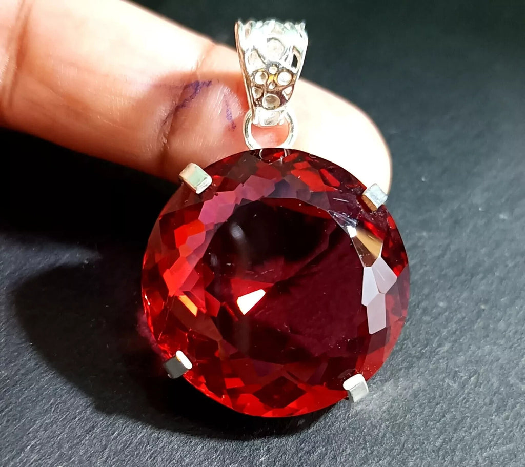 Certified Natural 77.05 Ct Brazilian Red Round Topaz Pendant Loose Gemstone
