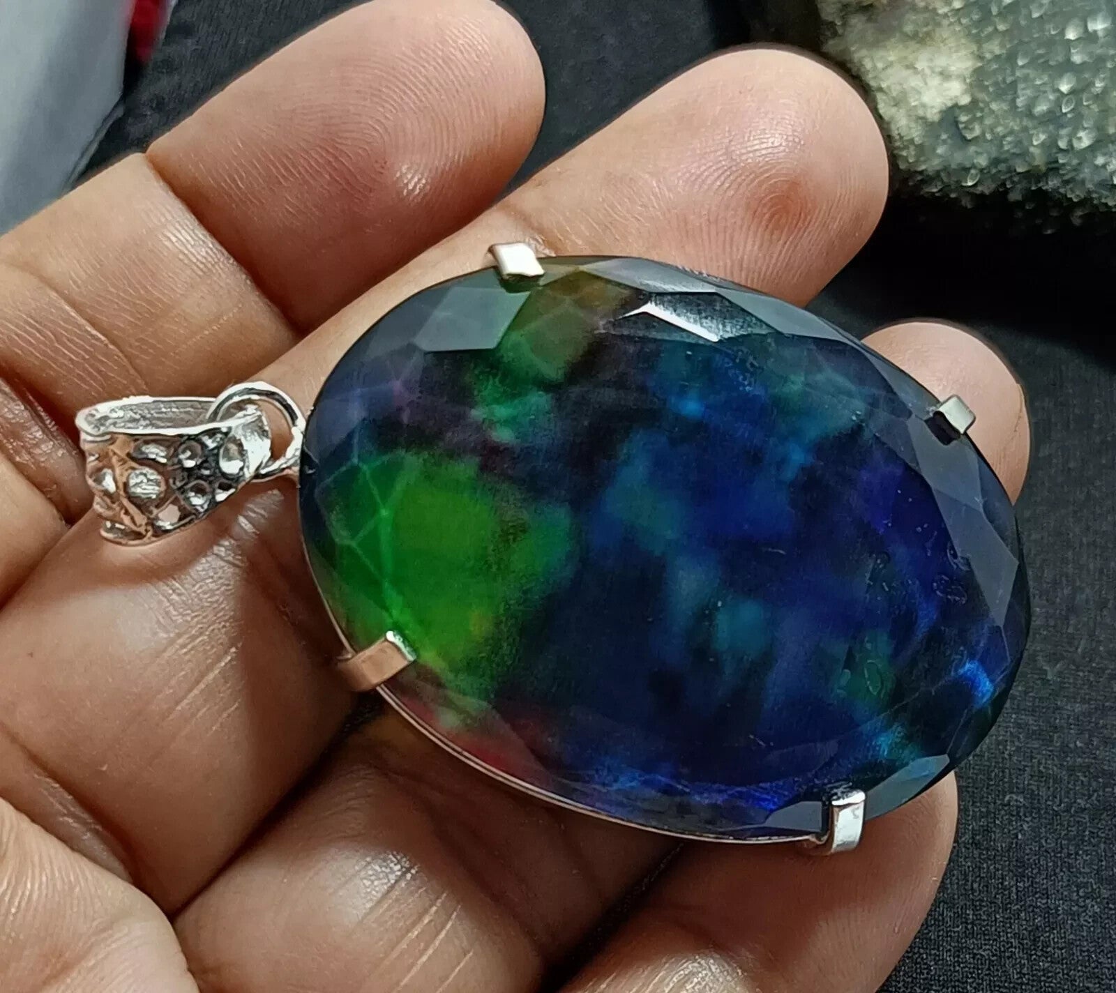 Certified 90.90 Ct Natural Ammolite 925 Solid Silver Loose Pendant Gemstone