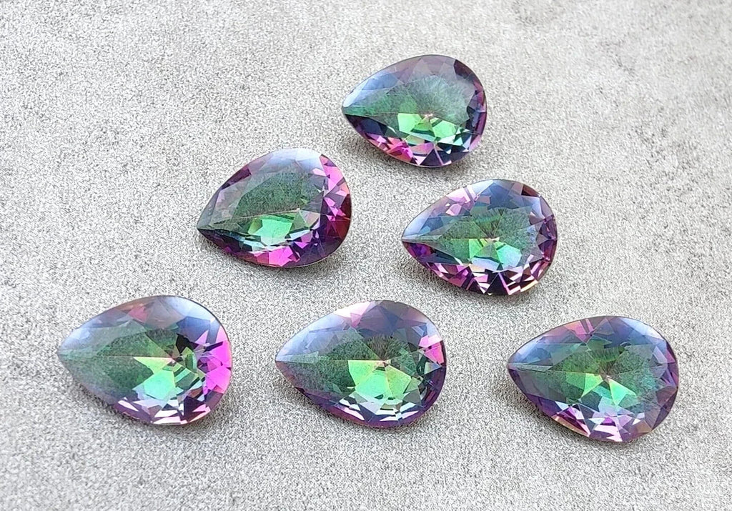 42 Ct Natural Rainbow Color Pear Cut Mystic Topaz Certified Loose Gemstone 6 Pcs