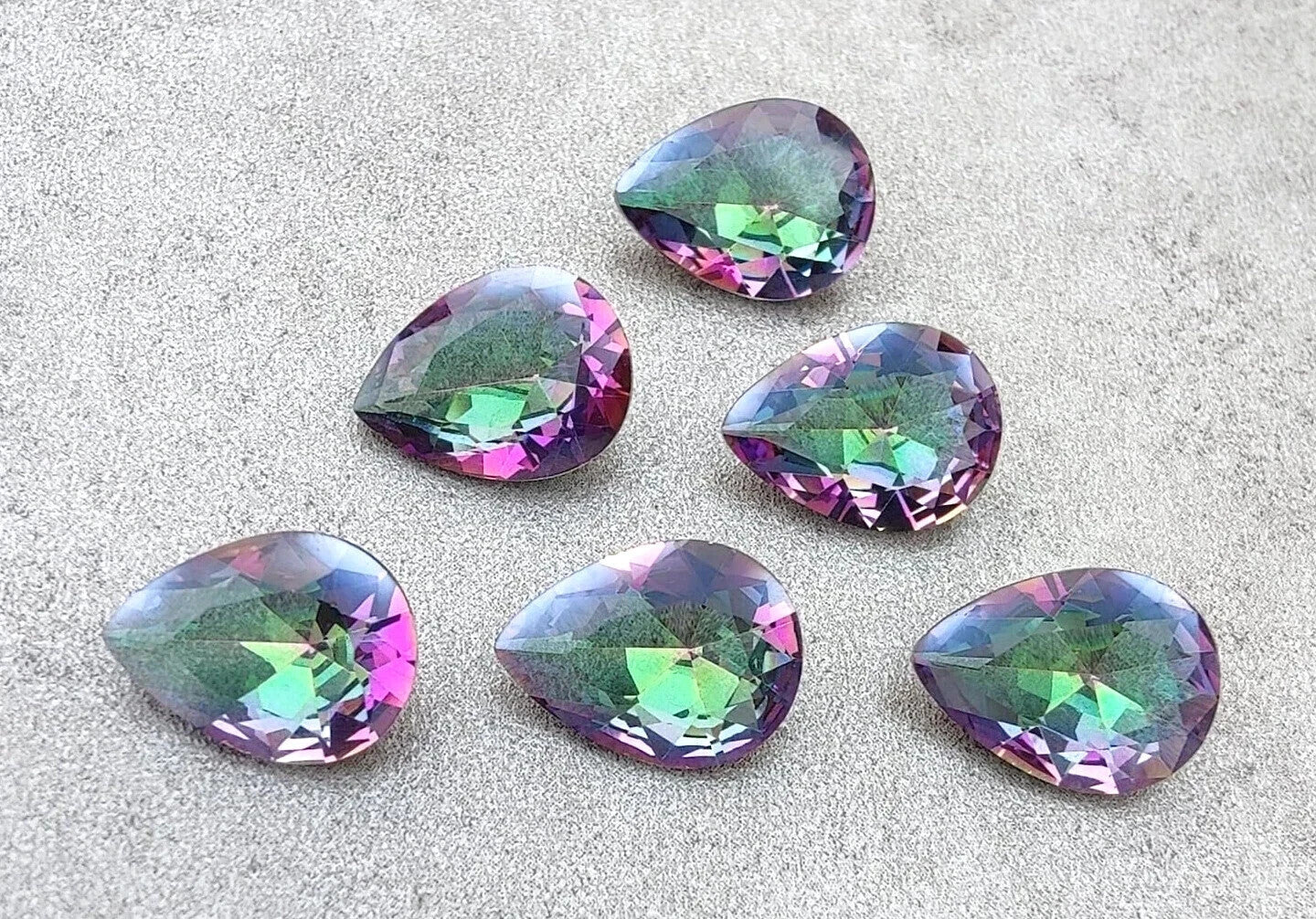 42 Ct Natural Rainbow Color Pear Cut Mystic Topaz Certified Loose Gemstone 6 Pcs